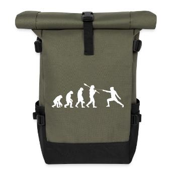 Entwicklung des Fecht-Silhouetten-Kampfsports - Rolltop Rucksack - Olive/Schwarz - Vorne