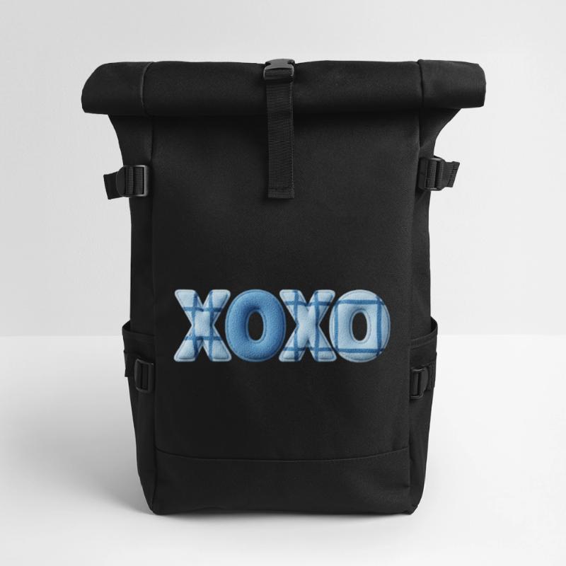 XOXO Patchwork Look mit Stoff Optik Rolltop Rucksack