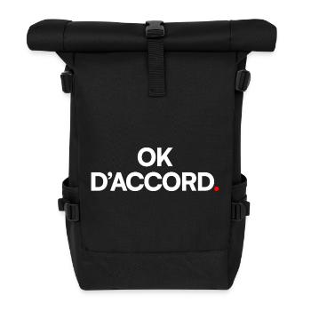 OK OKAY | Minimal humor expression - Roll Top Backpack - black - Front
