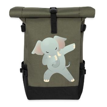Elephant Dab Dance - Cool Gift - Roll Top Backpack - olive/black - Front