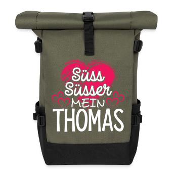 THOMAS - süss - Rolltop Rucksack - Olive/Schwarz - Vorne