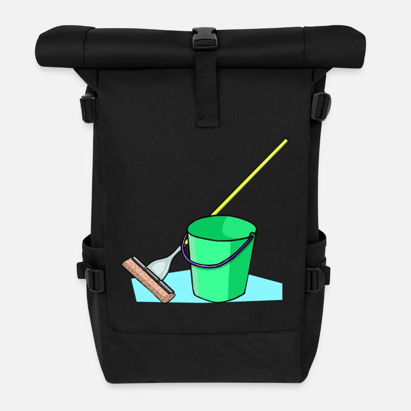 putzen cleaning putzfrau broom wischmop53 - Rolltop Rucksack - Schwarz