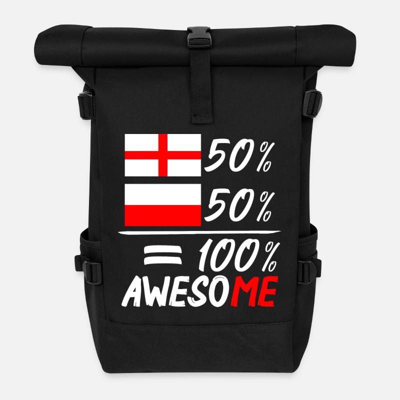 Half english Half Polish - Roll Top Backpack - black