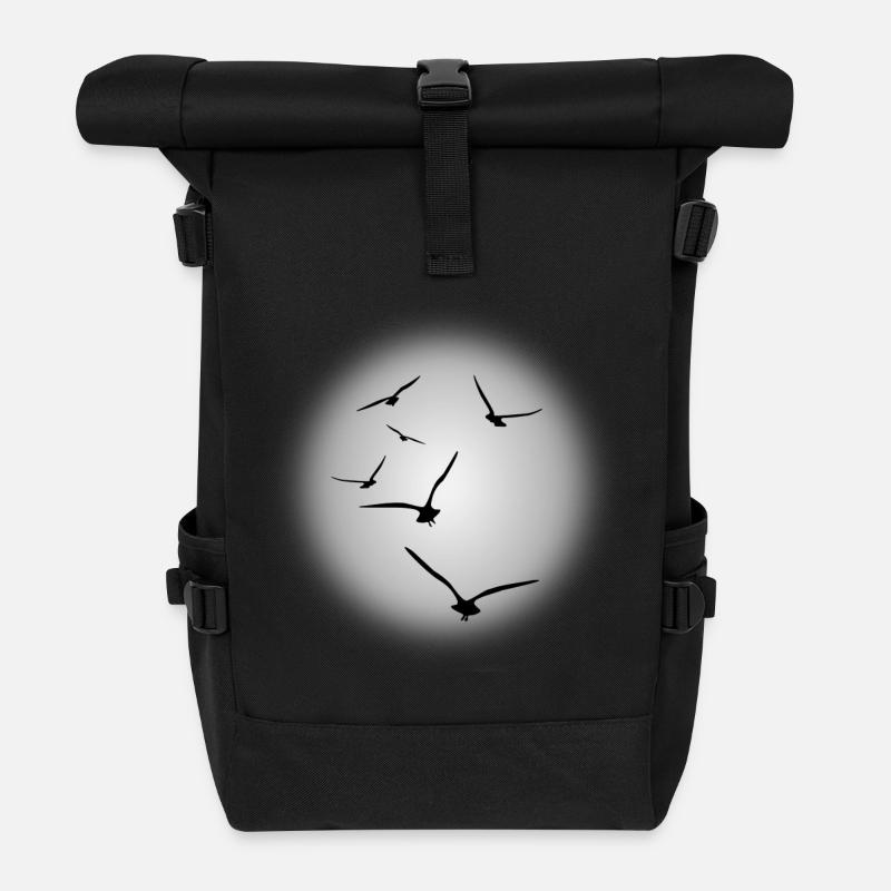 flight of birds - Roll Top Backpack - black