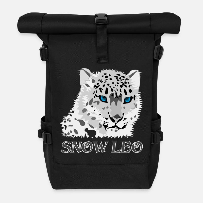 Schnee Leopard Raubkatze - Rolltop Rucksack - Schwarz