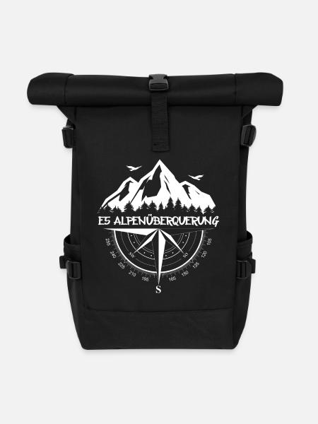E5 Alpenüberquerung - Rolltop Rucksack - Schwarz