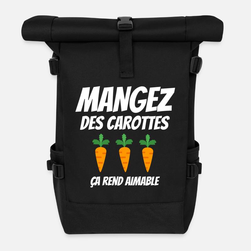 mangez des carottes, aimable - Sac à dos roll top - noir