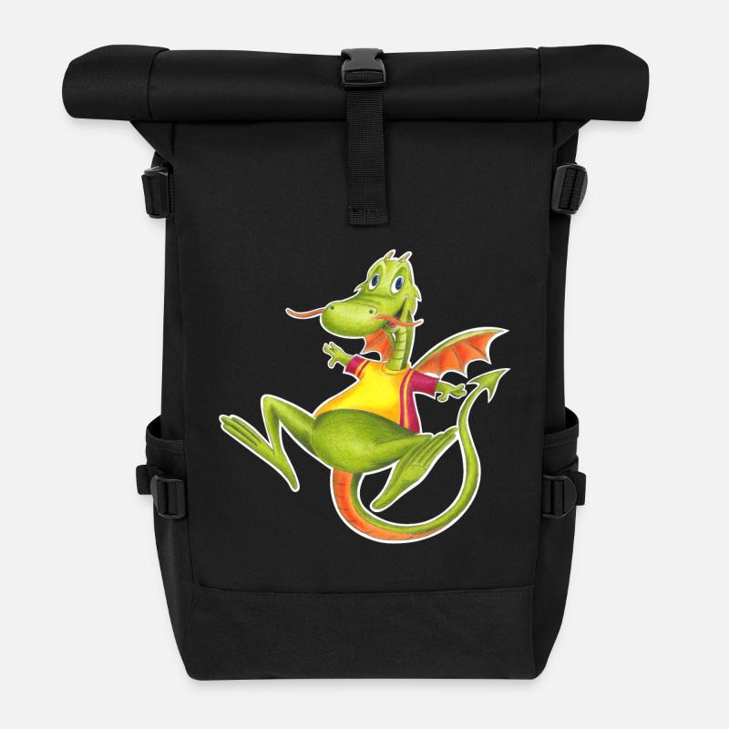 little dragon - Roll Top Backpack - black