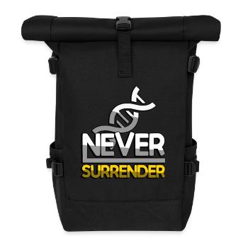 NEVER SURRENDER (Gelb) + DNA - Gaming - Rolltop Rucksack - Schwarz - Vorne