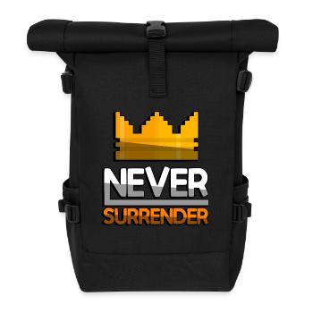 NEVER SURRENDER (Orange) + King Crown - Gaming - Rolltop Rucksack - Schwarz - Vorne