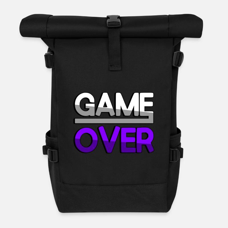 GAME OVER (Lila) - Gaming - Rolltop Rucksack - Schwarz