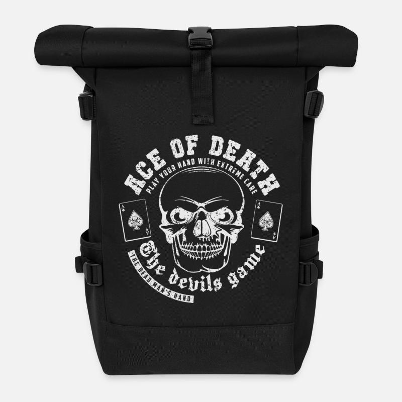As de la mort blanc - Sac à dos roll top - noir