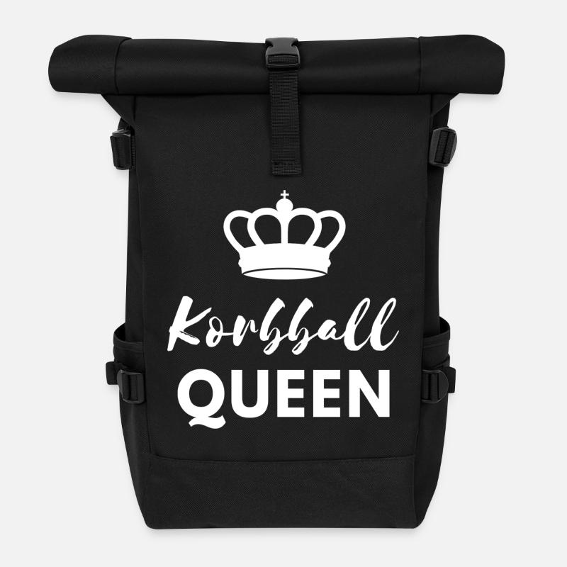 Korbball Queen weiße Schrift - Rolltop Rucksack - Schwarz