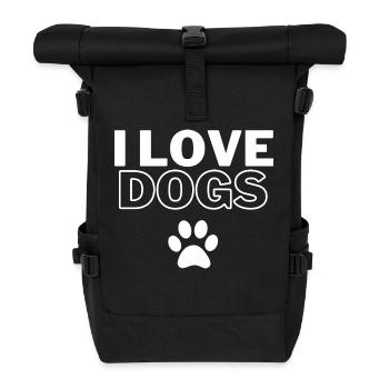 I love dogs I love dogs dog person - Roll Top Backpack - black - Front