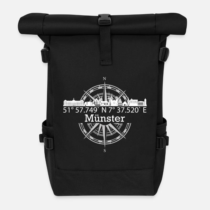 Skyline Münster - Rolltop Rucksack - Schwarz