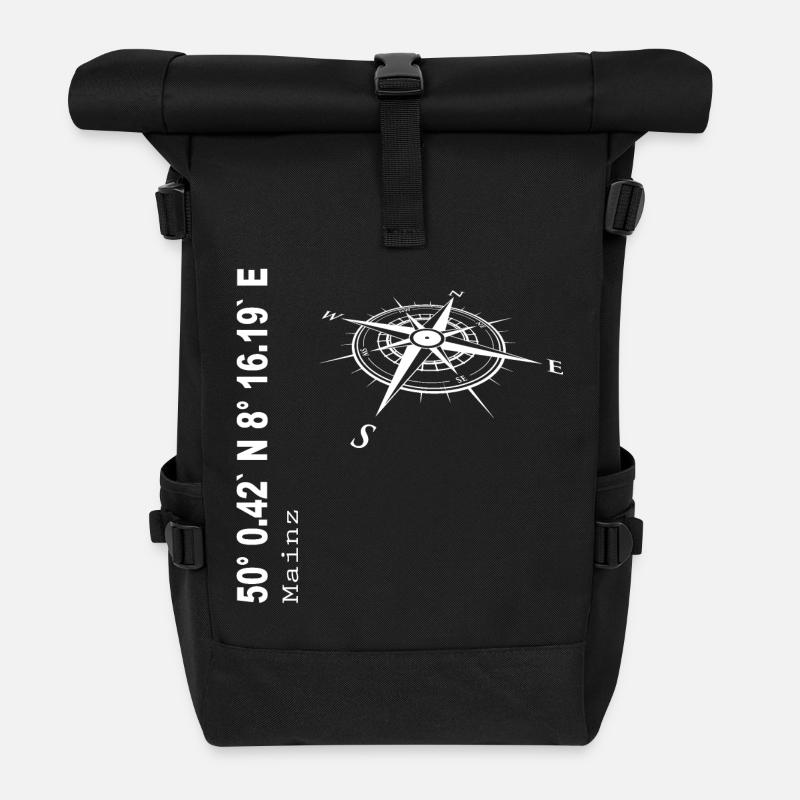 Koordinaten Mainz - Rolltop Rucksack - Schwarz