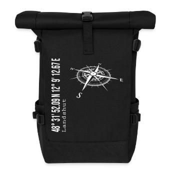Koordinaten Landshut - Rolltop Rucksack - Schwarz - Vorne