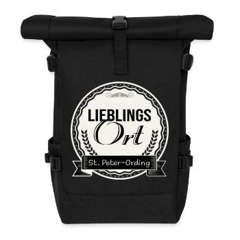 Lieblingsort St. Peter-Ording - Rolltop Rucksack - Schwarz - Vorne