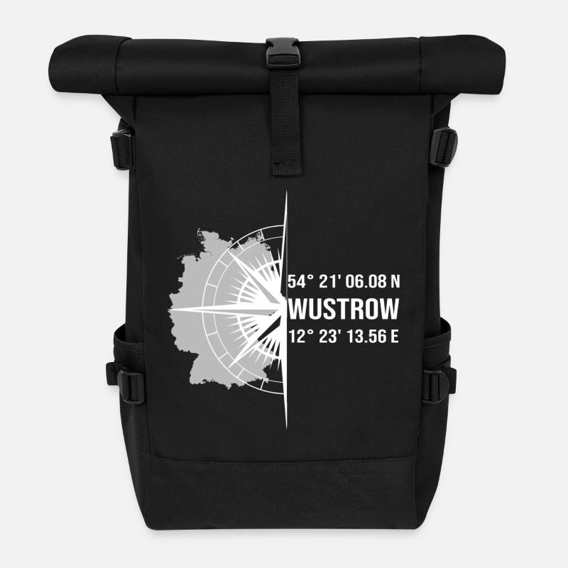 Koordinaten Wustrow - Rolltop Rucksack - Schwarz