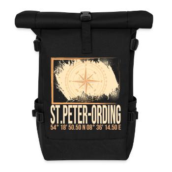St Peter Ording Koordinaten - Rolltop Rucksack - Schwarz - Vorne