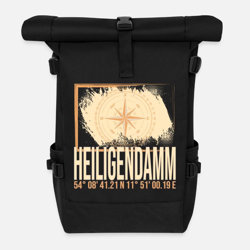 Heiligendamm Koordinaten - Rolltop Rucksack - Schwarz