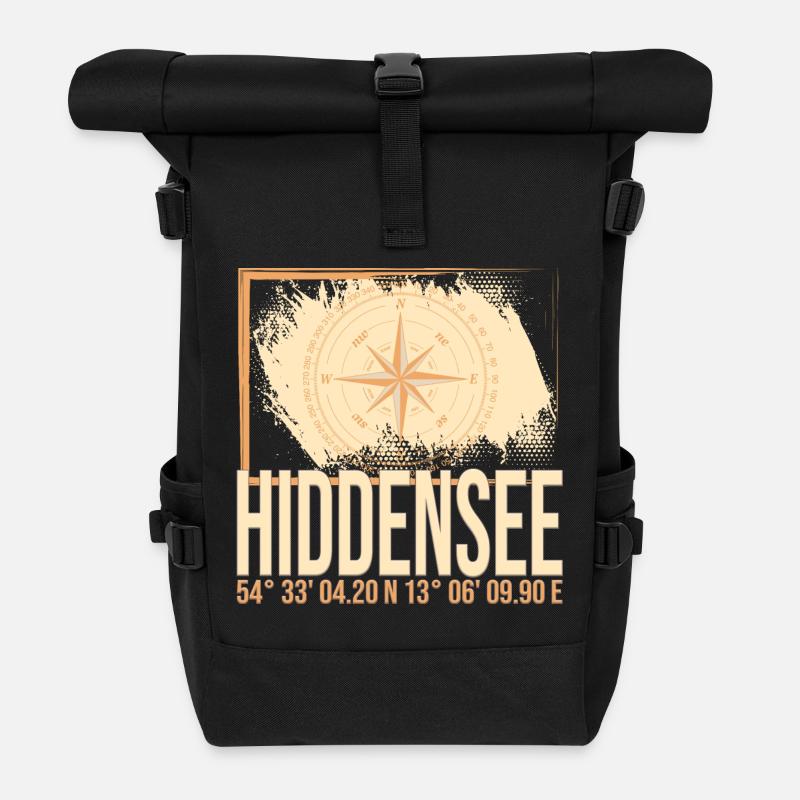 Hiddensee Koordinaten - Rolltop Rucksack - Schwarz
