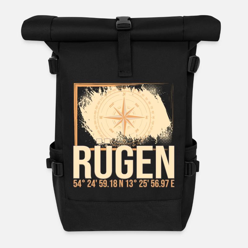 Rügen Koordinaten - Rolltop Rucksack - Schwarz