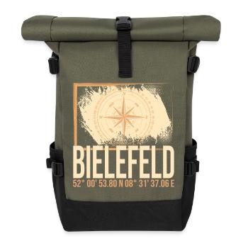 Bielefeld Koordinaten - Rolltop Rucksack - Olive/Schwarz - Vorne