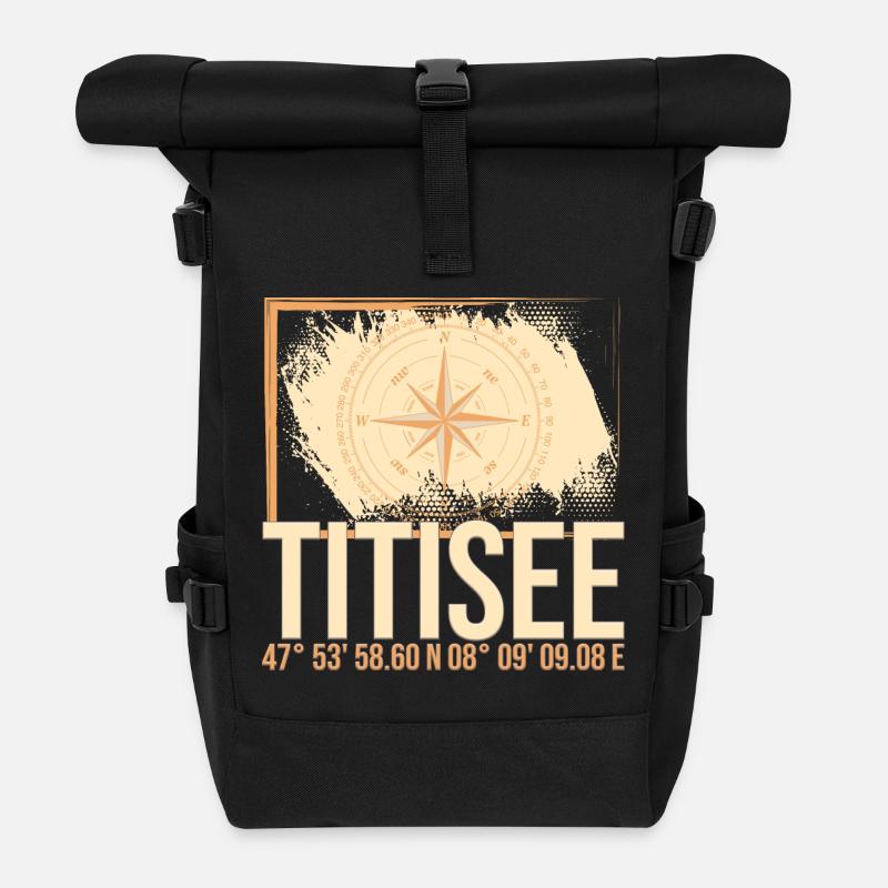 Titisee Koordinaten - Rolltop Rucksack - Schwarz