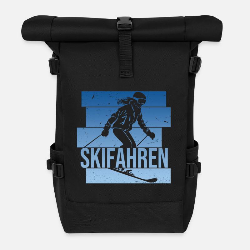 Skifahren - Rolltop Rucksack - Schwarz