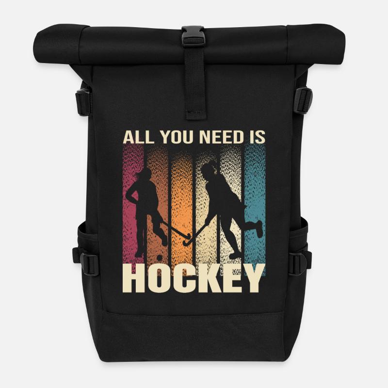All you Need is Hockey - Rolltop Rucksack - Schwarz
