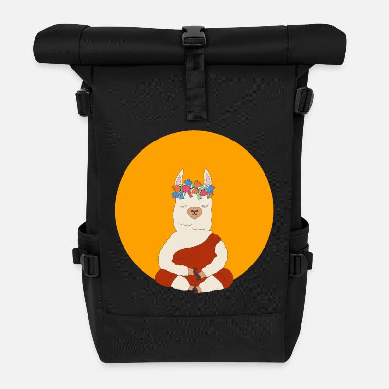 Lama méditant - Sac à dos roll top - noir