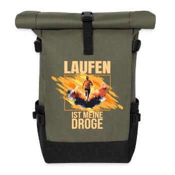 Laufen ist meine Droge - Rolltop Rucksack - Olive/Schwarz - Vorne