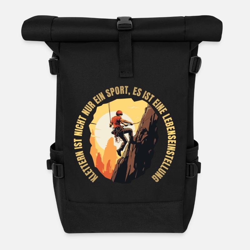 Klettern ist nicht nur ein Sport - Rolltop Rucksack - Schwarz