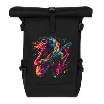 Guitarist Electric Guitar Rock Punk Metal Splash Neon - Roll Top Backpack - black - Front