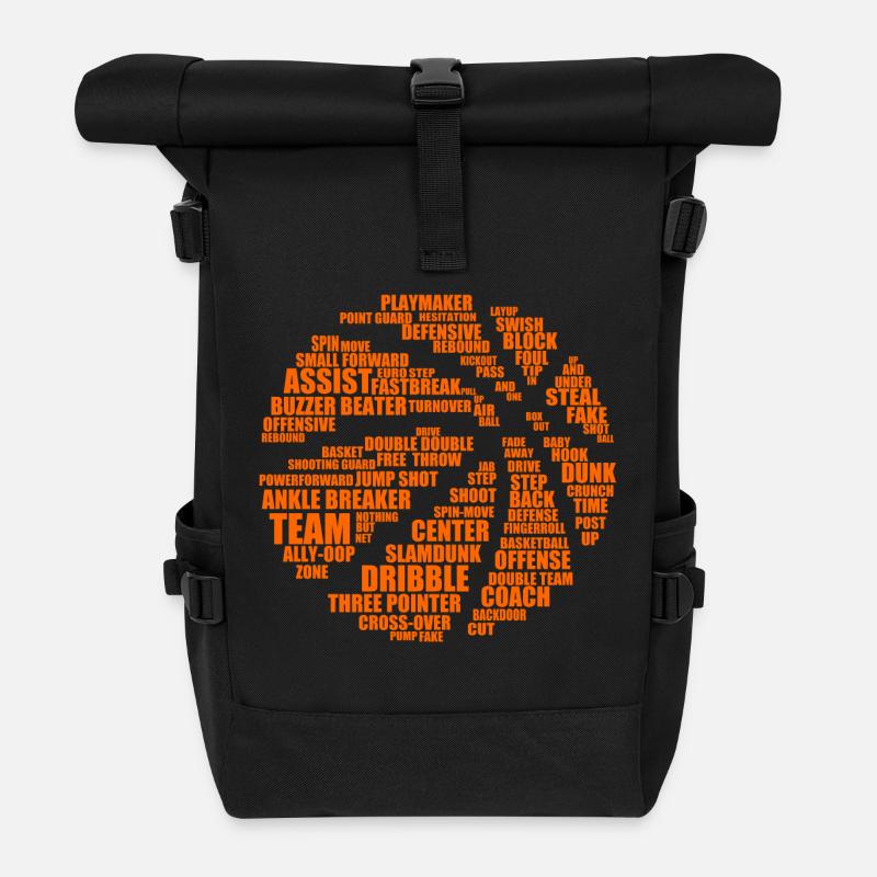 Nuage de mots pour le basket-ball - Sac à dos roll top - noir