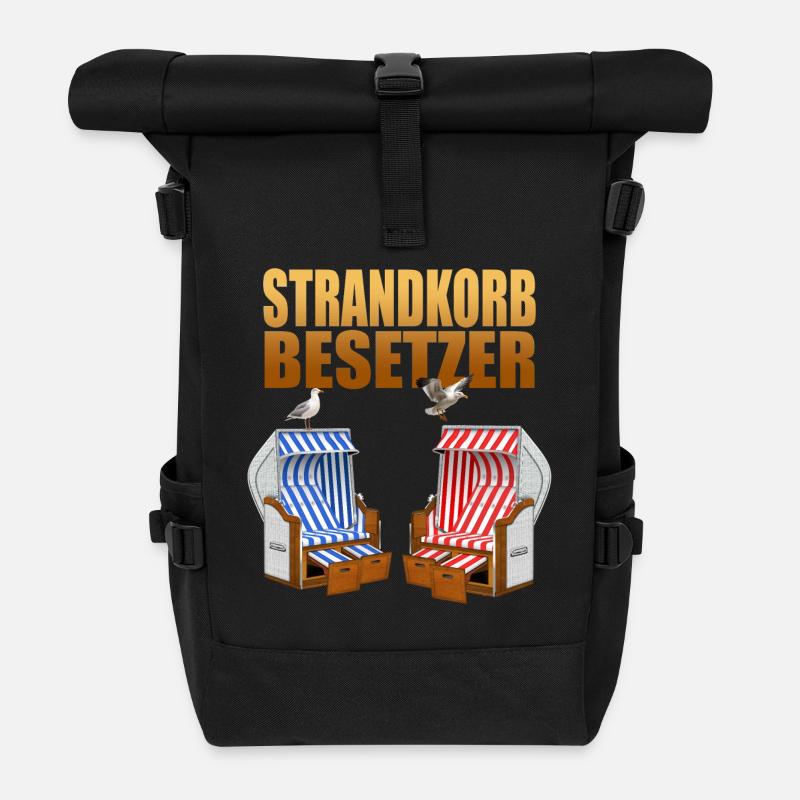 Strandkorb Besetzer - Rolltop Rucksack - Schwarz