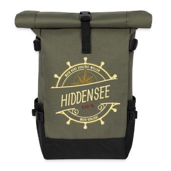 Mein Herz schlägt Wellen - Hiddensee - Rolltop Rucksack - Olive/Schwarz - Vorne