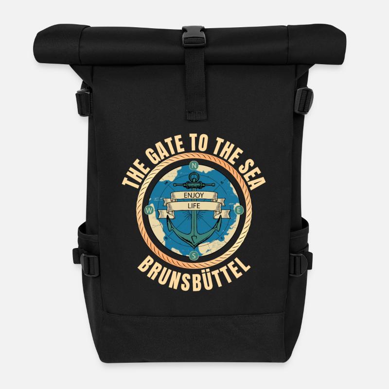 The Gate to the Sea - Brunsbüttel - Rolltop Rucksack - Schwarz