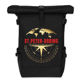 Koordinaten St Peter Ording - Rolltop Rucksack - Schwarz - Vorne