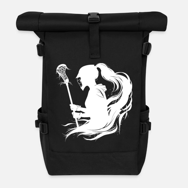 Lacrossespielerin - Rolltop Rucksack - Schwarz