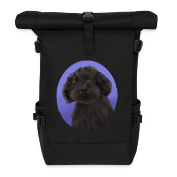 Hund Schwarzer kleiner Pudel - Rolltop Rucksack - Schwarz - Vorne