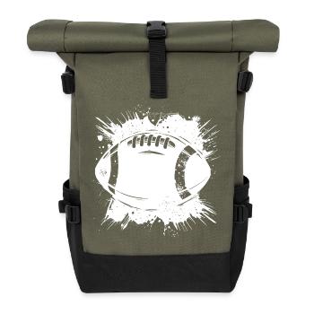 Football Grafik - Rolltop Rucksack - Olive/Schwarz - Vorne