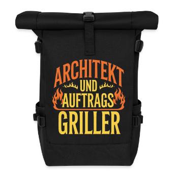 Architekt und Auftragsgriller Grill BBQ - Rolltop Rucksack - Schwarz - Vorne