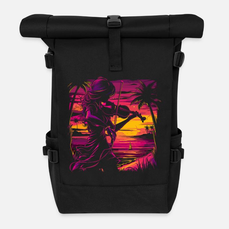 Geigerin Synthwave - Rolltop Rucksack - Schwarz