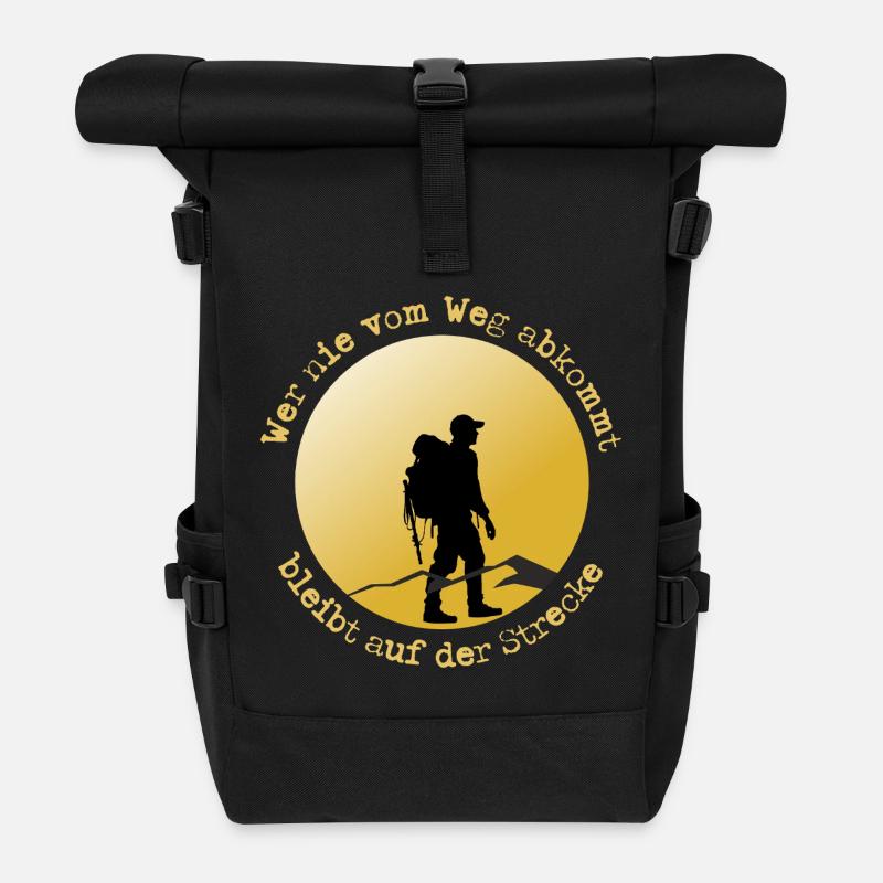 Wanderer auf der Straße - Rolltop Rucksack - Schwarz