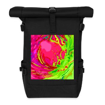 Jeu de couleurs tourbillonnant néon - Sac à dos roll top - noir - Devant