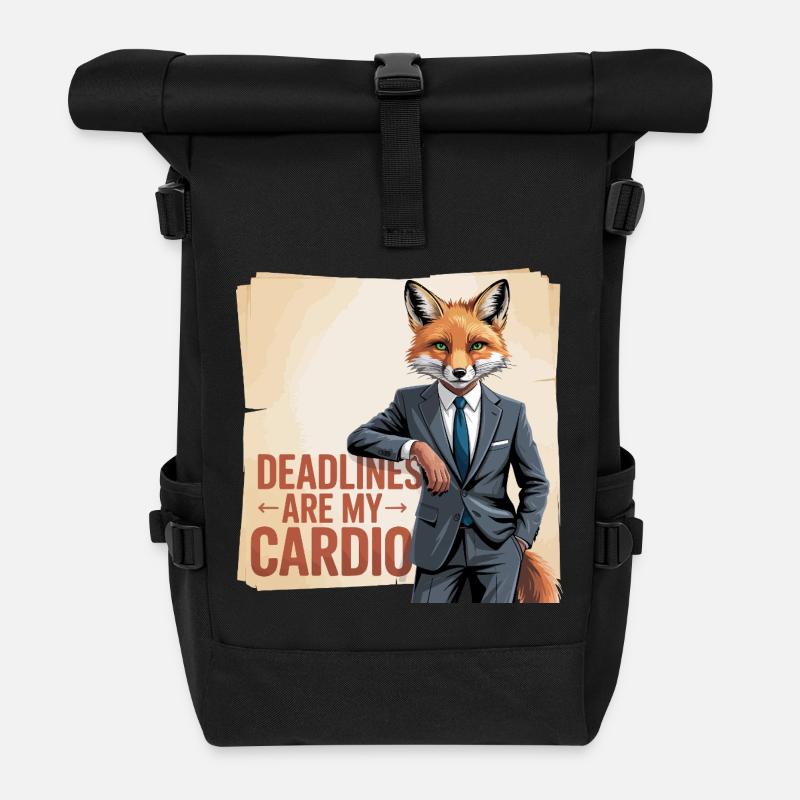 Les échéances sont mon bureau cardio, renard - Sac à dos roll top - noir