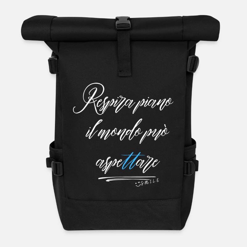Respirez lentement, le monde peut attendre - Sac à dos roll top - noir