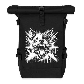 Cooler Staffordshire Bullterrier Graffiti Stil - Rolltop Rucksack - Schwarz - Vorne